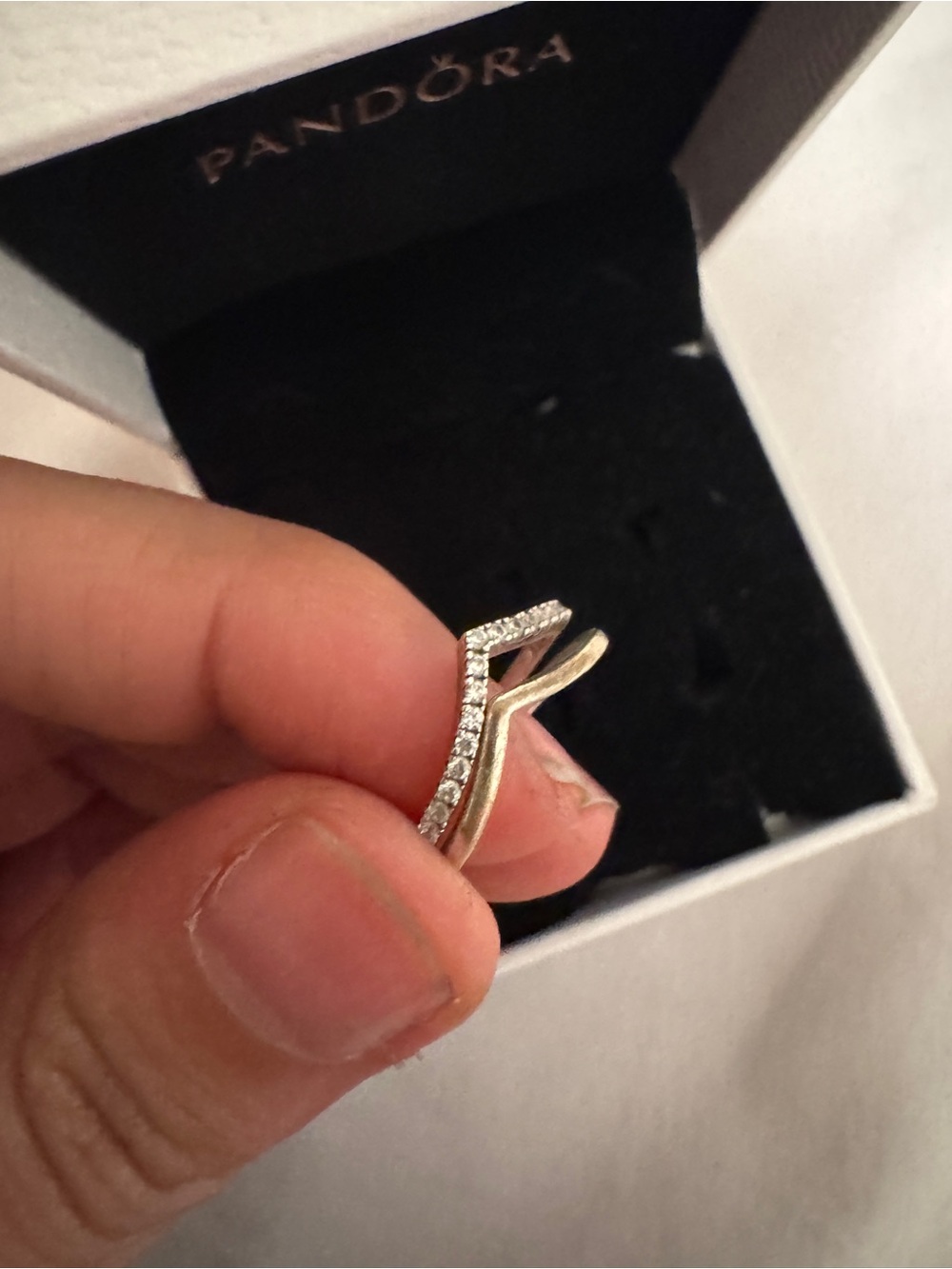 Pandora Silver Curved Row CZ Ring